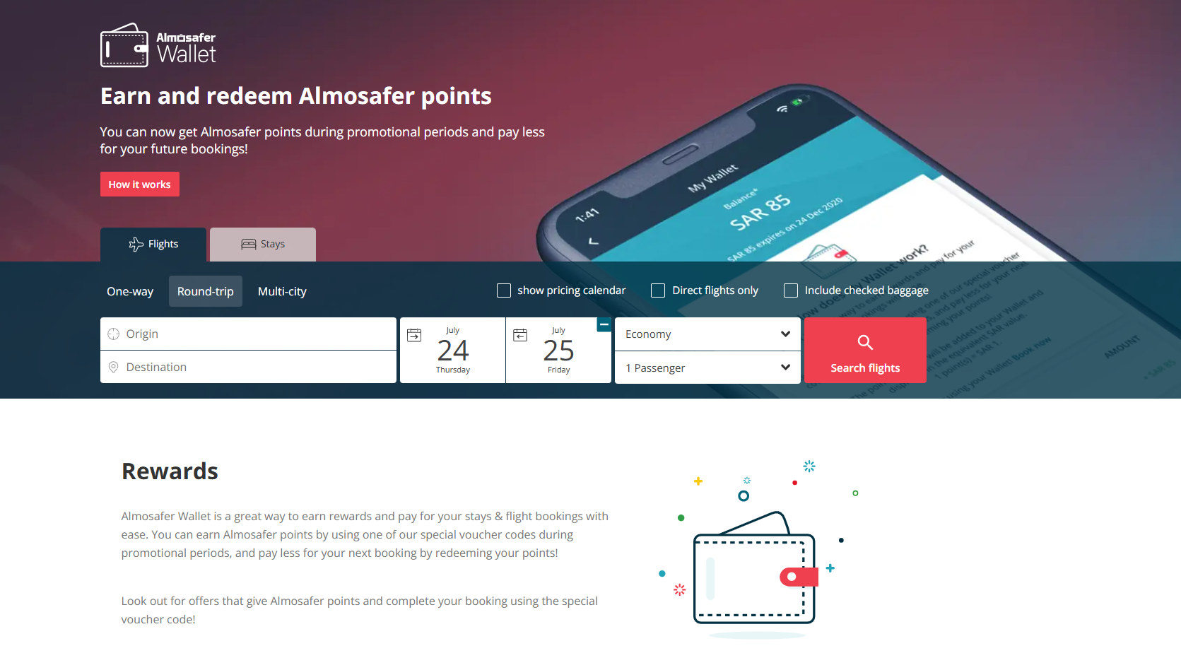 Almosafer Wallet landing page 1