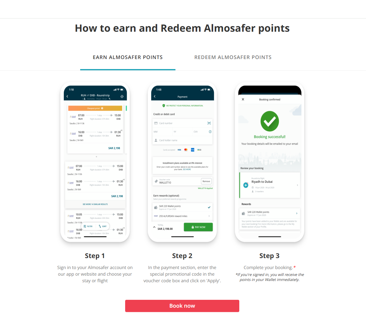 Almosafer Wallet landing page 2