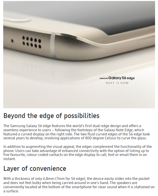 Samsung S6 revolution of design article screenshot 3
