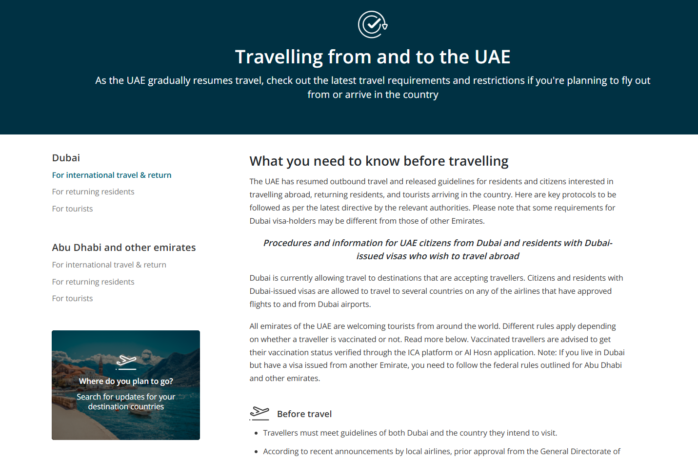Travel updates UAE info page 1